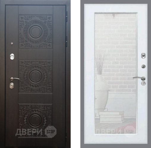 Входная металлическая Дверь Рекс (REX) 10 Зеркало Пастораль Белый ясень в Павловском Посаде