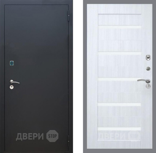 Дверь Рекс (REX) 1A Черный Муар СБ-14 стекло белое Сандал белый в Павловском Посаде
