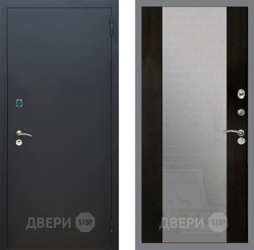 Входная металлическая Дверь Рекс (REX) 1A Черный Муар СБ-16 Зеркало Венге в Павловском Посаде