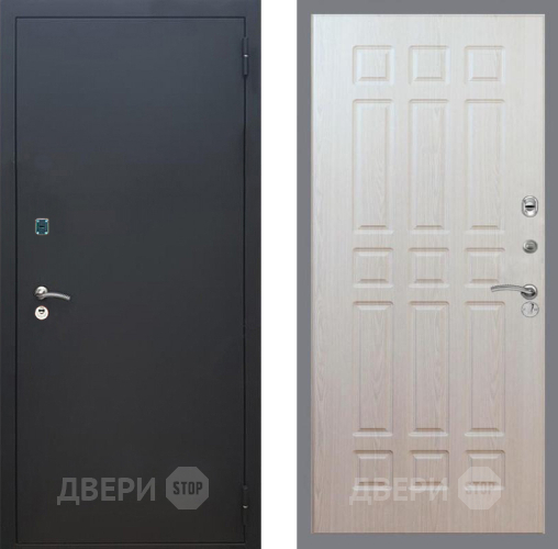 Входная металлическая Дверь Рекс (REX) 1A Черный Муар FL-33 Беленый дуб в Павловском Посаде