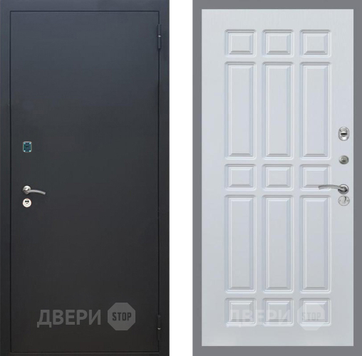 Дверь Рекс (REX) 1A Черный Муар FL-33 Белый ясень в Павловском Посаде