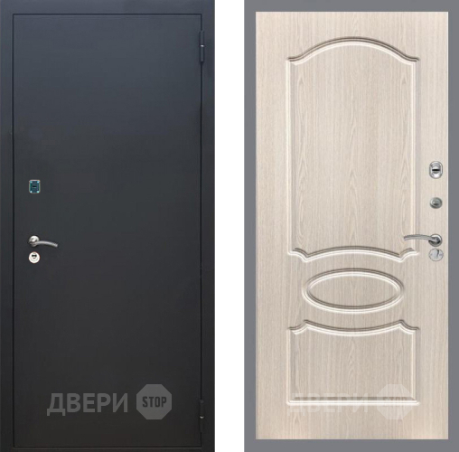Входная металлическая Дверь Рекс (REX) 1A Черный Муар FL-128 Беленый дуб в Павловском Посаде