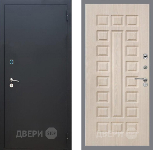 Входная металлическая Дверь Рекс (REX) 1A Черный Муар FL-183 Беленый дуб в Павловском Посаде