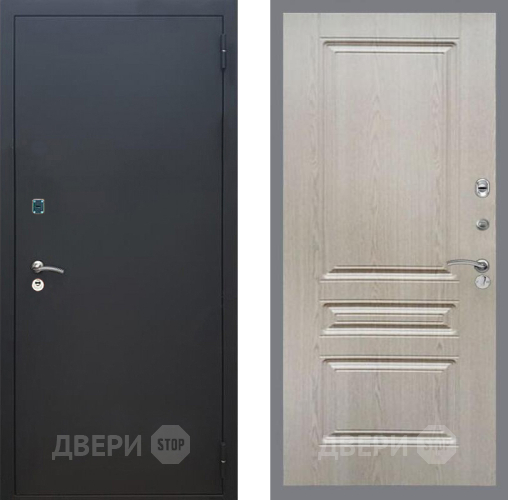 Входная металлическая Дверь Рекс (REX) 1A Черный Муар FL-243 Беленый дуб в Павловском Посаде