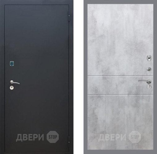 Входная металлическая Дверь Рекс (REX) 1A Черный Муар FL-290 Бетон светлый в Павловском Посаде