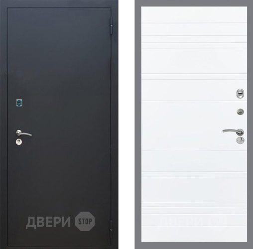 Дверь Рекс (REX) 1A Черный Муар Line Силк Сноу в Павловском Посаде