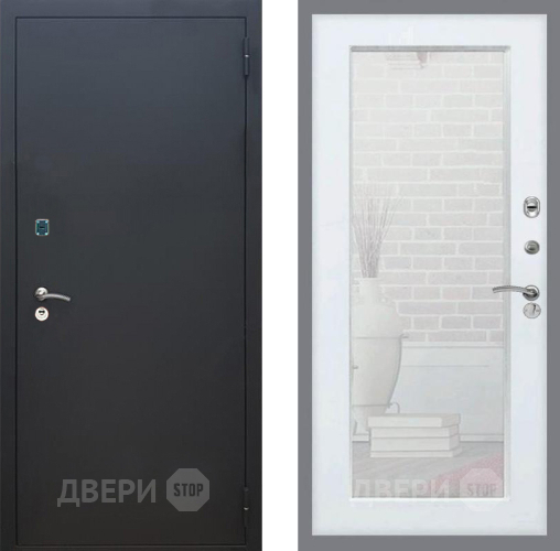 Дверь Рекс (REX) 1A Черный Муар Зеркало Пастораль Белый ясень в Павловском Посаде