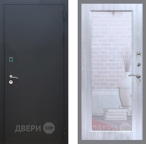 Входная металлическая Дверь Рекс (REX) 1A Черный Муар Зеркало Пастораль Сандал белый в Павловском Посаде