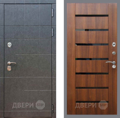 Входная металлическая Дверь Рекс (REX) 21 СБ-14 стекло черное Орех бренди в Павловском Посаде