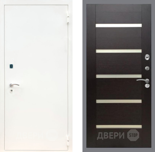 Дверь Рекс (REX) 1А Белая шагрень СБ-14 стекло белое венге поперечный в Павловском Посаде