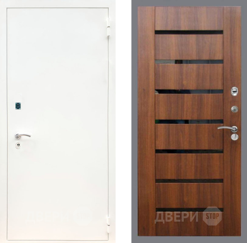 Входная металлическая Дверь Рекс (REX) 1А Белая шагрень СБ-14 стекло черное Орех бренди в Павловском Посаде