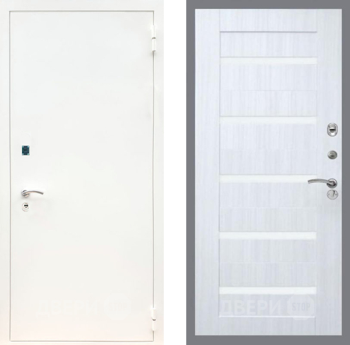 Входная металлическая Дверь Рекс (REX) 1А Белая шагрень СБ-14 стекло белое Сандал белый в Павловском Посаде