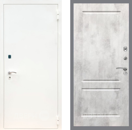 Входная металлическая Дверь Рекс (REX) 1А Белая шагрень FL-117 Бетон светлый в Павловском Посаде