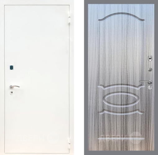 Входная металлическая Дверь Рекс (REX) 1А Белая шагрень FL-128 Сандал грей в Павловском Посаде