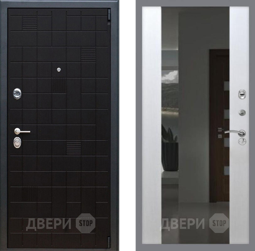Входная металлическая Дверь Рекс (REX) 12 СБ-16 Зеркало Белый ясень в Павловском Посаде