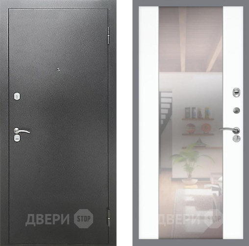 Входная металлическая Дверь Рекс (REX) Сити СБ-16 Зеркало Силк Сноу в Павловском Посаде