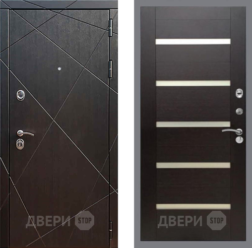 Входная металлическая Дверь Рекс (REX) 13 Венге СБ-14 стекло белое венге поперечный в Павловском Посаде