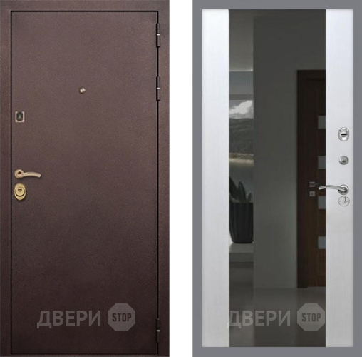 Входная металлическая Дверь Рекс (REX) Лайт 3К СБ-16 Зеркало Белый ясень в Павловском Посаде