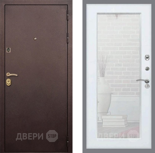 Входная металлическая Дверь Рекс (REX) Лайт 3К Зеркало Пастораль Белый ясень в Павловском Посаде