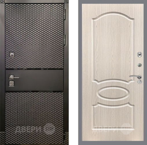 Входная металлическая Дверь Рекс (REX) 15 Черный Кварц FL-128 Беленый дуб в Павловском Посаде