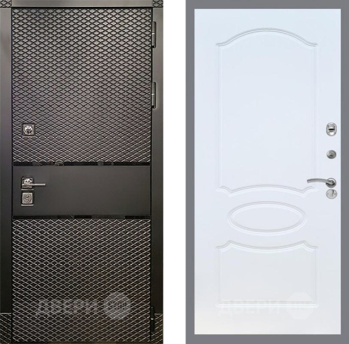 Входная металлическая Дверь Рекс (REX) 15 Черный Кварц FL-128 Белый ясень в Павловском Посаде