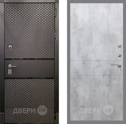 Входная металлическая Дверь Рекс (REX) 15 Черный Кварц FL-290 Бетон светлый в Павловском Посаде