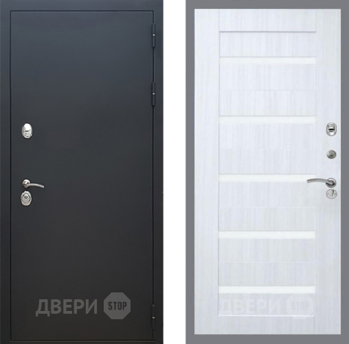 Дверь Рекс (REX) 5 Черный Муар СБ-14 стекло белое Сандал белый в Павловском Посаде