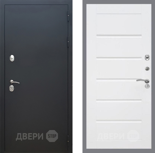 Входная металлическая Дверь Рекс (REX) 5 Черный Муар Сити Белый ясень в Павловском Посаде