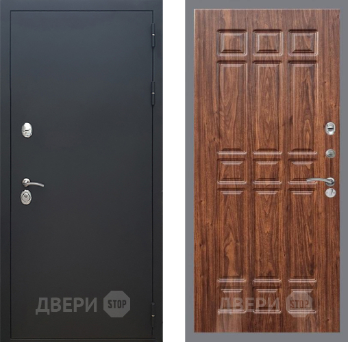 Входная металлическая Дверь Рекс (REX) 5 Черный Муар FL-33 орех тисненый в Павловском Посаде