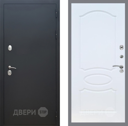 Входная металлическая Дверь Рекс (REX) 5 Черный Муар FL-128 Белый ясень в Павловском Посаде