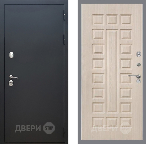 Входная металлическая Дверь Рекс (REX) 5 Черный Муар FL-183 Беленый дуб в Павловском Посаде