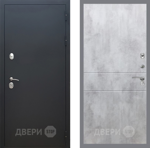 Входная металлическая Дверь Рекс (REX) 5 Черный Муар FL-290 Бетон светлый в Павловском Посаде