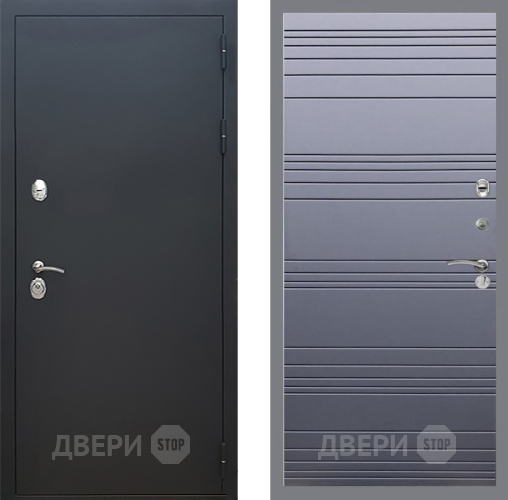 Входная металлическая Дверь Рекс (REX) 5 Черный Муар Line Силк титан в Павловском Посаде
