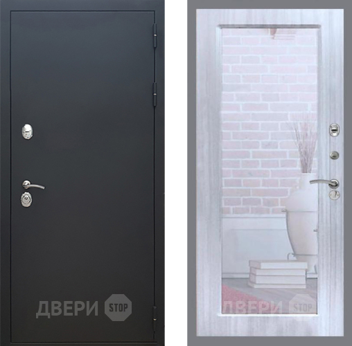 Входная металлическая Дверь Рекс (REX) 5 Черный Муар Зеркало Пастораль Сандал белый в Павловском Посаде