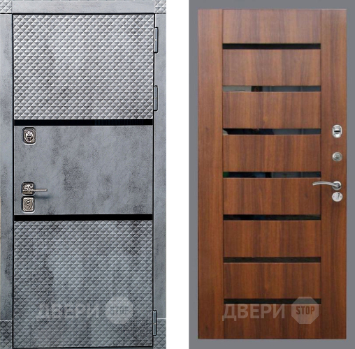 Дверь Рекс (REX) 15 Бетон Темный СБ-14 стекло черное Орех бренди в Павловском Посаде