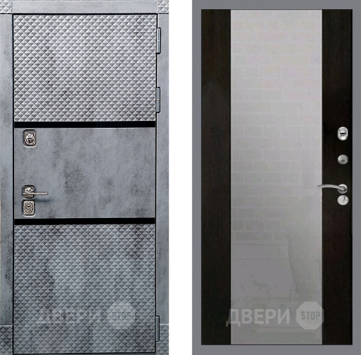 Входная металлическая Дверь Рекс (REX) 15 Бетон Темный СБ-16 Зеркало Венге в Павловском Посаде