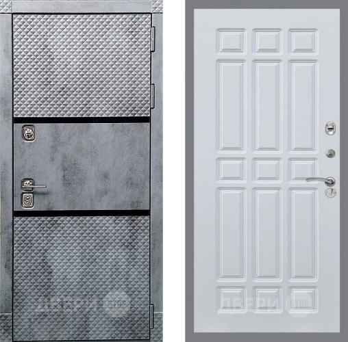 Входная металлическая Дверь Рекс (REX) 15 Бетон Темный FL-33 Белый ясень в Павловском Посаде