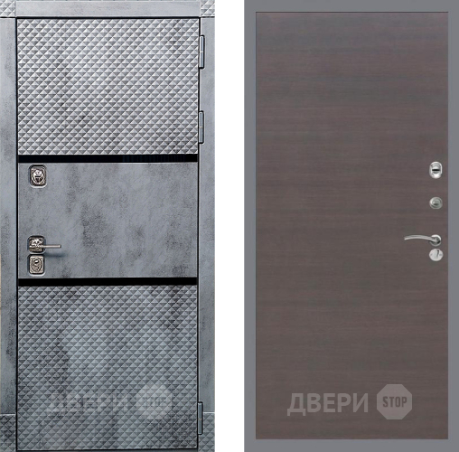 Входная металлическая Дверь Рекс (REX) 15 Бетон Темный GL венге поперечный в Павловском Посаде