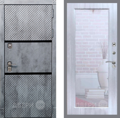 Входная металлическая Дверь Рекс (REX) 15 Бетон Темный Зеркало Пастораль Сандал белый в Павловском Посаде