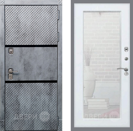 Входная металлическая Дверь Рекс (REX) 15 Бетон Темный Зеркало Пастораль Силк Сноу в Павловском Посаде