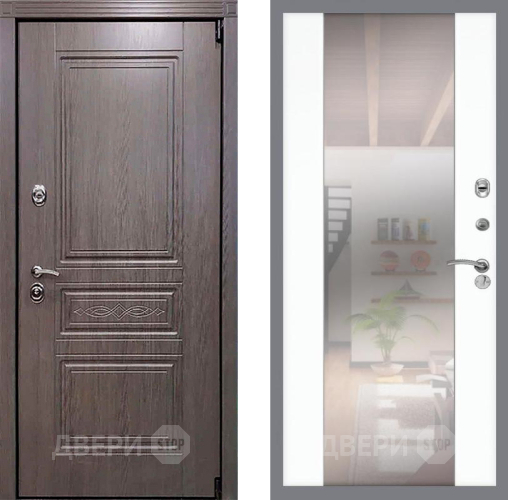 Входная металлическая Дверь Рекс (REX) Премиум-S СБ-16 Зеркало Силк Сноу в Павловском Посаде