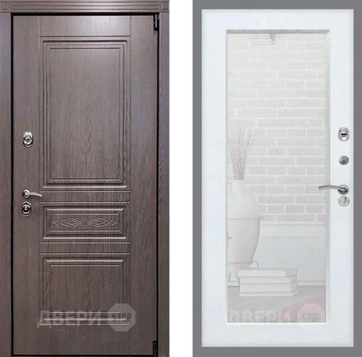 Входная металлическая Дверь Рекс (REX) Премиум-S Зеркало Пастораль Белый ясень в Павловском Посаде