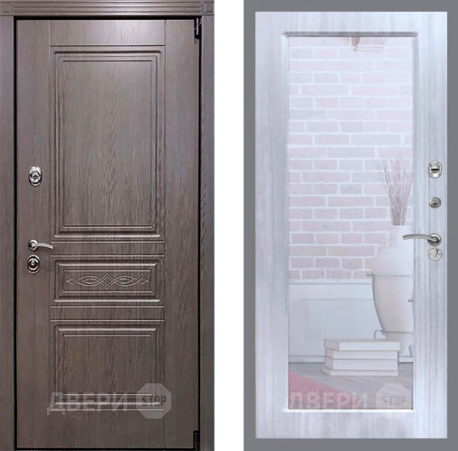 Входная металлическая Дверь Рекс (REX) Премиум-S Зеркало Пастораль Сандал белый в Павловском Посаде