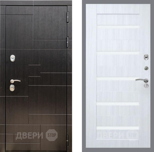 Входная металлическая Дверь Рекс (REX) 20 СБ-14 стекло белое Сандал белый в Павловском Посаде