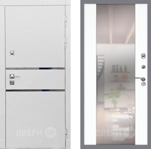 Входная металлическая Дверь Рекс (REX) 15 Силк Сноу СБ-16 Зеркало Силк Сноу в Павловском Посаде