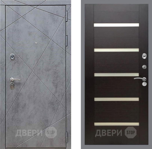Входная металлическая Дверь Рекс (REX) 13 Бетон Темный СБ-14 стекло белое венге поперечный в Павловском Посаде