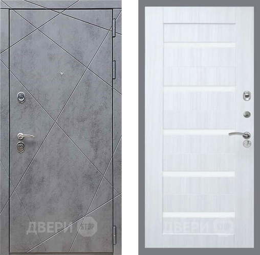 Дверь Рекс (REX) 13 Бетон Темный СБ-14 стекло белое Сандал белый в Павловском Посаде