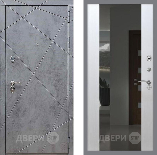 Дверь Рекс (REX) 13 Бетон Темный СБ-16 Зеркало Белый ясень в Павловском Посаде