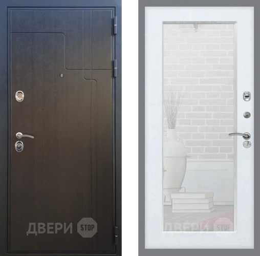 Входная металлическая Дверь Рекс (REX) Премиум-246 Зеркало Пастораль Белый ясень в Павловском Посаде