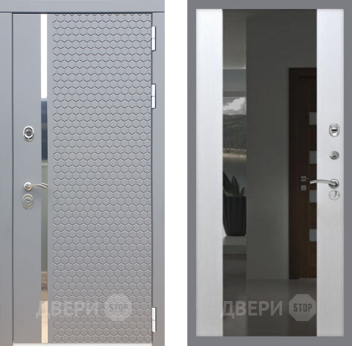Входная металлическая Дверь Рекс (REX) 24 СБ-16 с Зеркалом Лиственница беж в Павловском Посаде